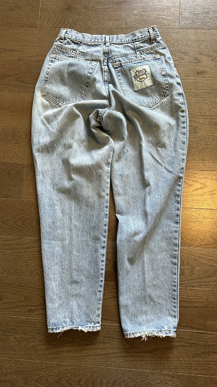 Vintage 90s Request High Rise Tapered Mom Jeans Tag 34 Wash Blue 13” Rise